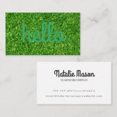 Cursive Hallo | Grasuntergrund Visitenkarte (Vorne/Hinten)