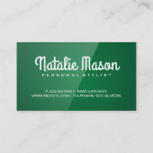 Cursive Hallo | Grüner Glanz Visitenkarte (Rückseite)