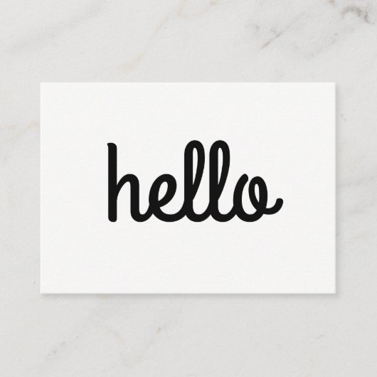 Cursive Hello Minimalistisch Schriftart Visitenkarte (Vorderseite)