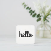 Cursive Hello Schriftart Quadratische Visitenkarte (Stehend Vorderseite)