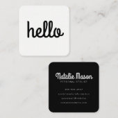 Cursive Hello Schriftart Quadratische Visitenkarte (Vorne/Hinten)