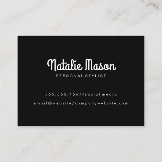 Cursive Hello Wood Panel Visitenkarte (Rückseite)