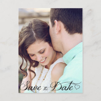 Cursive Herzfunktion Save the Date Postkarte