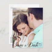 Cursive Herzfunktion Save the Date Postkarte (Vorne/Hinten)