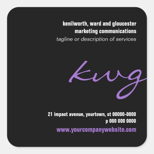 Cursive Lilac Monogram Promotionsticker Quadratischer Aufkleber (Vorderseite)