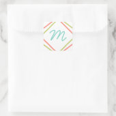 Cursive Monogram-Aufkleber Quadratischer Aufkleber (Tasche)