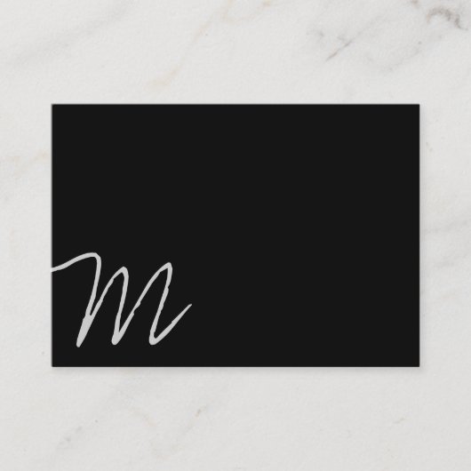 Cursive Monogramm | Asymmetrisch (schwarz) Visitenkarte (Vorderseite)