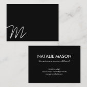 Cursive Monogramm | Asymmetrisch (schwarz) Visitenkarte (Vorne/Hinten)