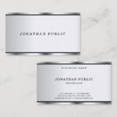 Cursive Schriftart Silver Look Moderner Eleganter  Visitenkarte (Vorne/Hinten)