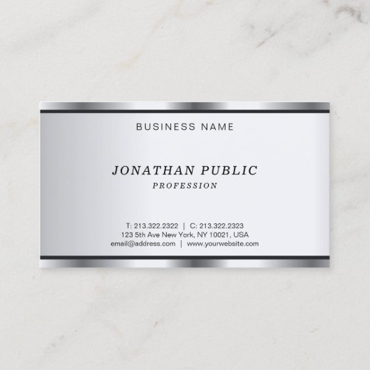 Cursive Schriftart Silver Look Moderner Eleganter  Visitenkarte (Rückseite)