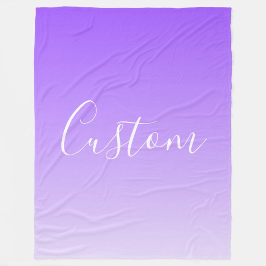 Cursive Script Name & Editable Light Lila Ombre Fleecedecke (Vorderseite)