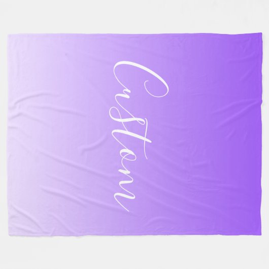 Cursive Script Name & Editable Light Lila Ombre Fleecedecke (Vorderseite (Horizontal))