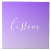 Cursive Script Name & Editable Light Lila Ombre Fliese (Vorderseite)