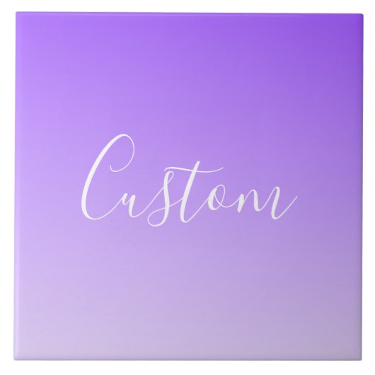 Cursive Script Name & Editable Light Lila Ombre Fliese (Vorderseite)
