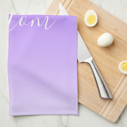 Cursive Script Name & Editable Light Lila Ombre Geschirrtuch (Viertel Falte)