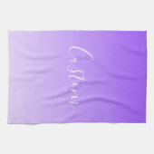 Cursive Script Name & Editable Light Lila Ombre Geschirrtuch (Horizontal)