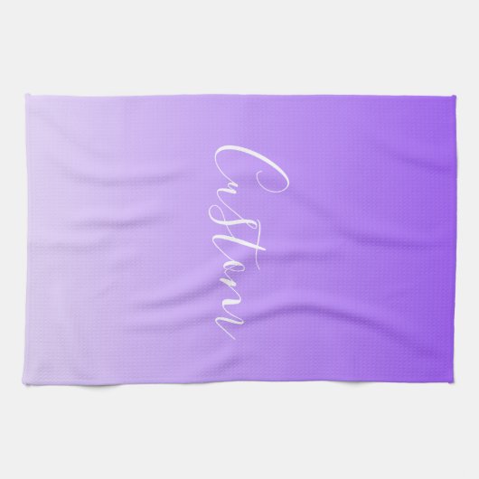 Cursive Script Name & Editable Light Lila Ombre Geschirrtuch (Horizontal)