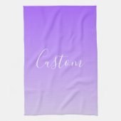 Cursive Script Name & Editable Light Lila Ombre Geschirrtuch (Vertikal)