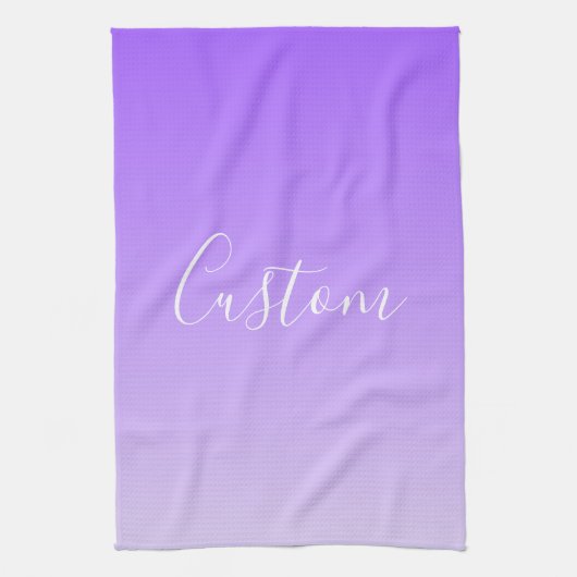 Cursive Script Name & Editable Light Lila Ombre Geschirrtuch (Vertikal)