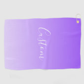 Cursive Script Name & Editable Light Lila Ombre Golfhandtuch (Horizontal)
