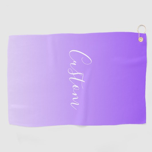 Cursive Script Name & Editable Light Lila Ombre Golfhandtuch (Horizontal)