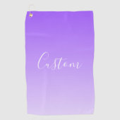 Cursive Script Name & Editable Light Lila Ombre Golfhandtuch (Vorderseite)