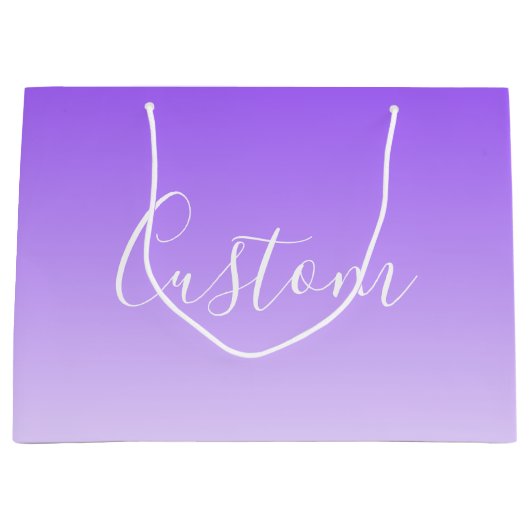 Cursive Script Name & Editable Light Lila Ombre Große Geschenktüte (Vorderseite)