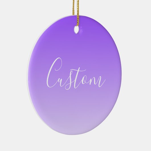 Cursive Script Name & Editable Light Lila Ombre Keramik Ornament (Rechts)