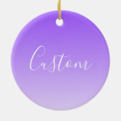 Cursive Script Name & Editable Light Lila Ombre Keramik Ornament (Hinten)