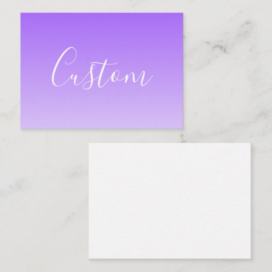 Cursive Script Name & Editable Light Lila Ombre Mitteilungskarte (Vorne/Hinten)