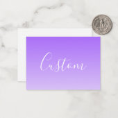 Cursive Script Name & Editable Light Lila Ombre Mitteilungskarte (Vorderseite/Rückseite Beispiel)