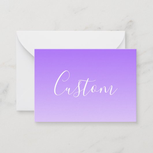Cursive Script Name & Editable Light Lila Ombre Mitteilungskarte (Vorderseite)