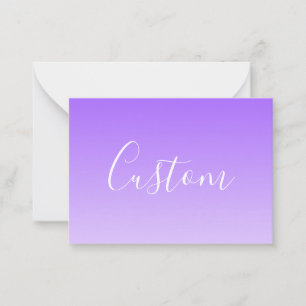Cursive Script Name & Editable Light Lila Ombre Mitteilungskarte