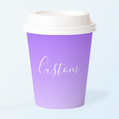 Cursive Script Name & Editable Light Lila Ombre Pappbecher