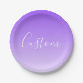 Cursive Script Name & Editable Light Lila Ombre Pappteller (Vorderseite)