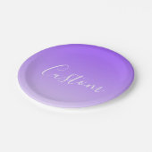 Cursive Script Name & Editable Light Lila Ombre Pappteller (Schrägansicht)