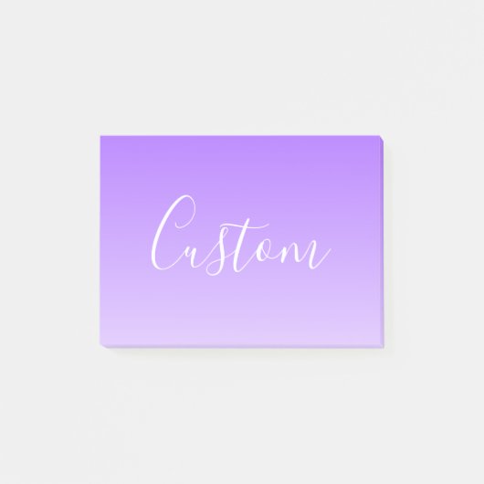 Cursive Script Name & Editable Light Lila Ombre Post-it Klebezettel (Vorderseite)