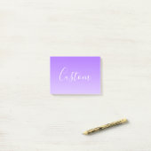 Cursive Script Name & Editable Light Lila Ombre Post-it Klebezettel (Auf Schreibtisch)