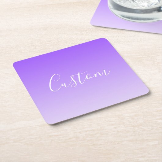 Cursive Script Name & Editable Light Lila Ombre Rechteckiger Pappuntersetzer (angewinkelt)