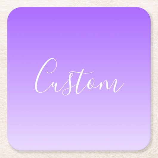 Cursive Script Name & Editable Light Lila Ombre Rechteckiger Pappuntersetzer (Vorderseite)