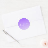 Cursive Script Name & Editable Light Lila Ombre Runder Aufkleber (Umschlag)