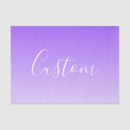 Cursive Script Name & Editable Light Lila Ombre Seidenpapier (Vorderseite)