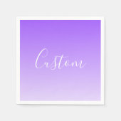 Cursive Script Name & Editable Light Lila Ombre Serviette (Vorderseite)