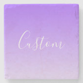 Cursive Script Name & Editable Light Lila Ombre Steinuntersetzer (Vorderseite)