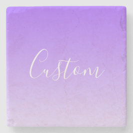 Cursive Script Name & Editable Light Lila Ombre Steinuntersetzer