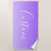 Cursive Script Name & Editable Light Lila Ombre Strandtuch (Vorderseite)