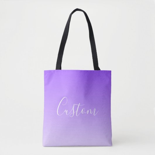 Cursive Script Name & Editable Light Lila Ombre Tasche (Vorderseite)