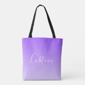 Cursive Script Name & Editable Light Lila Ombre Tasche (Rückseite)