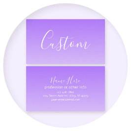 Cursive Script Name & Editable Light Lila Ombre Visitenkarte