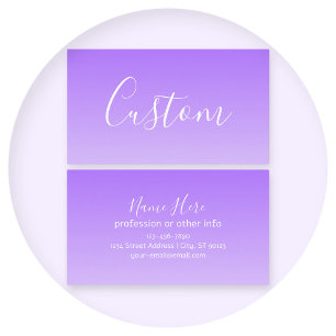 Cursive Script Name & Editable Light Lila Ombre Visitenkarte